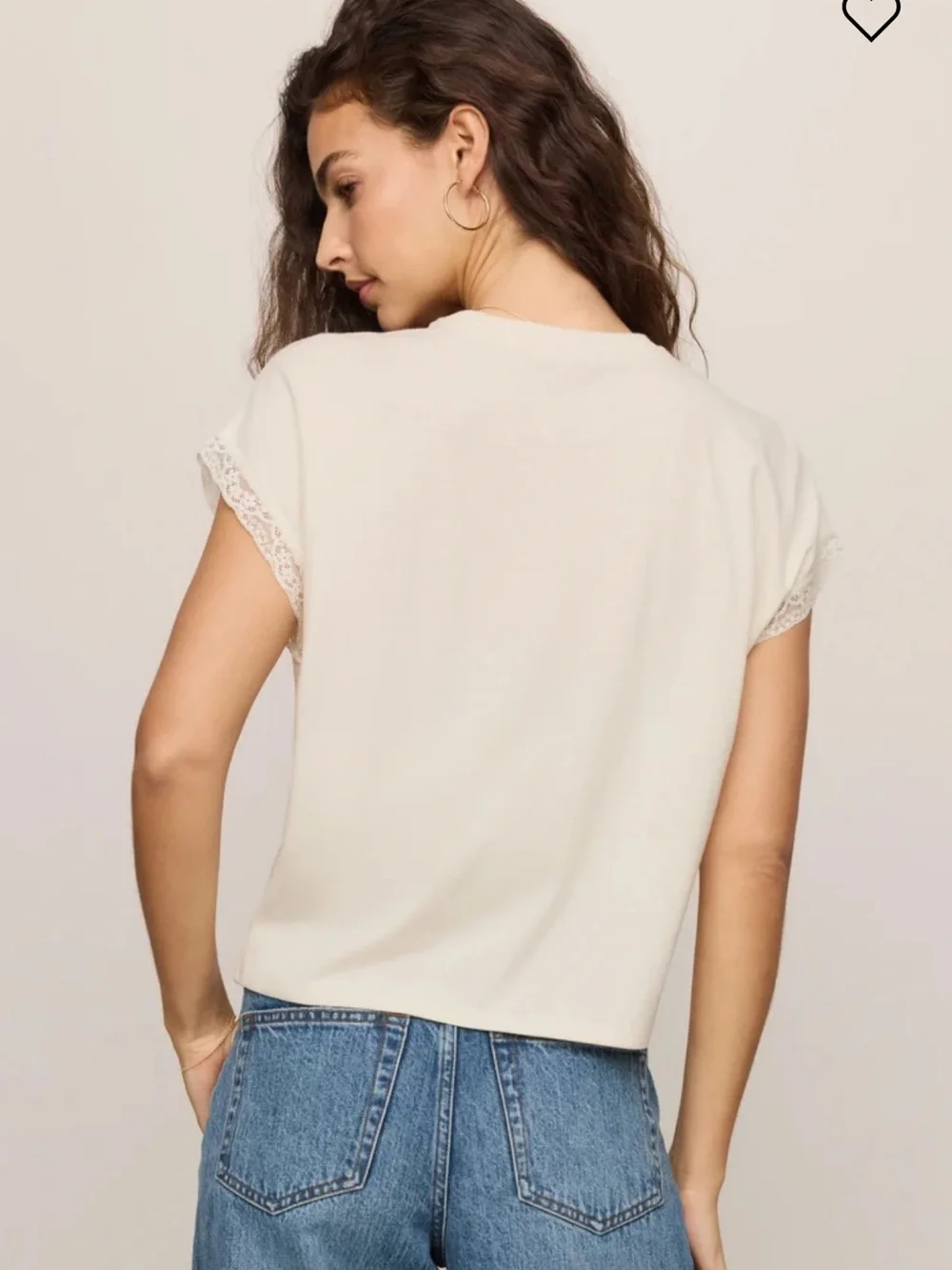 z supply marika ivory cream lace trim muscle tee blouse t-shirt top size small